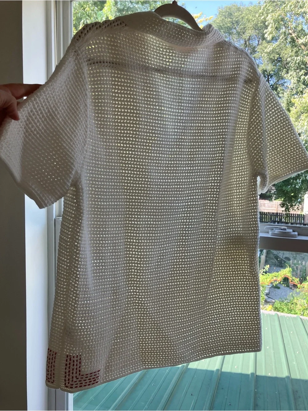 Orlebar Brown Batten Crochet Classic Fit Crochet Polo Shirt in Sea Mist Size L